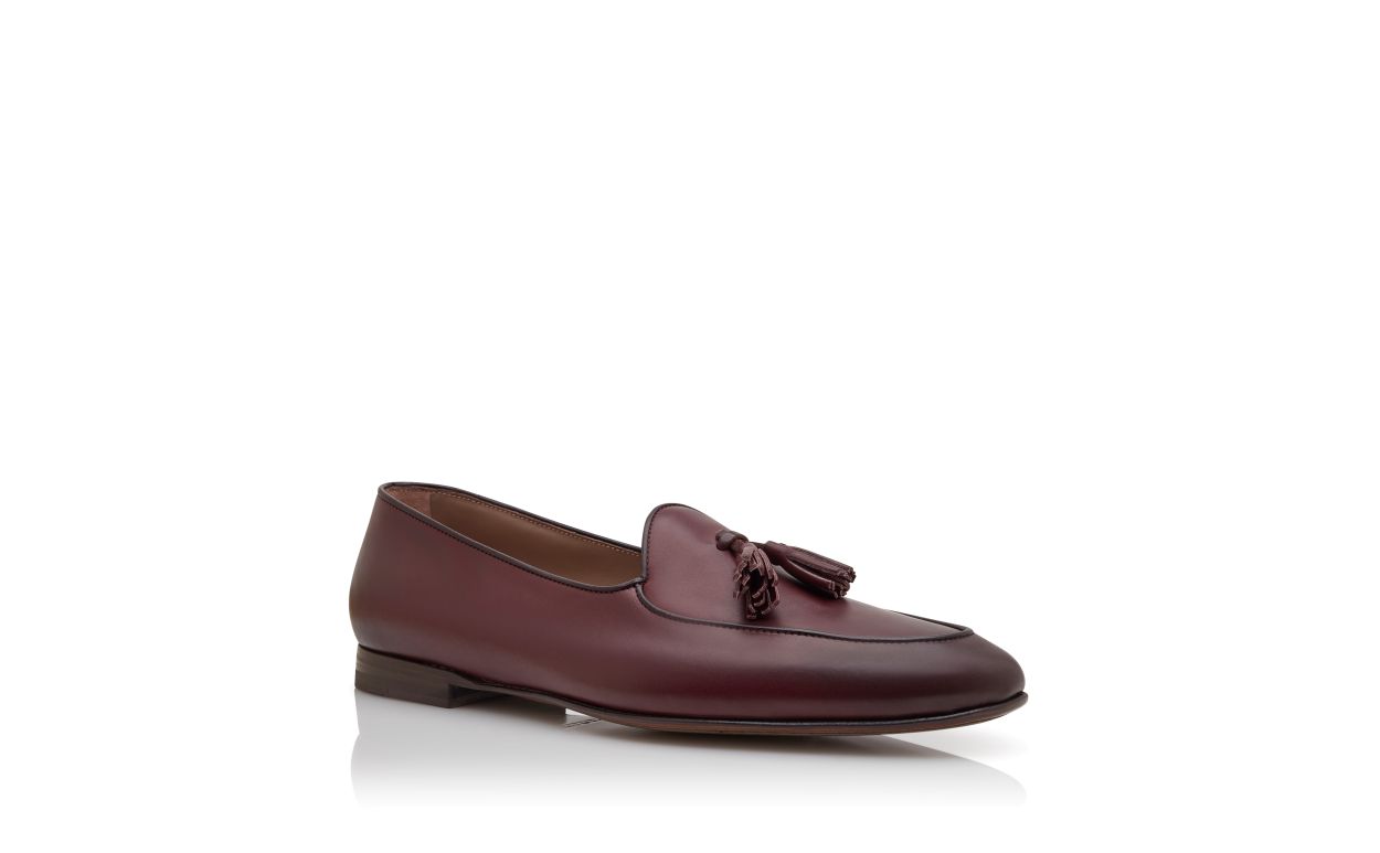 Burgundy Calf Leather Loafers