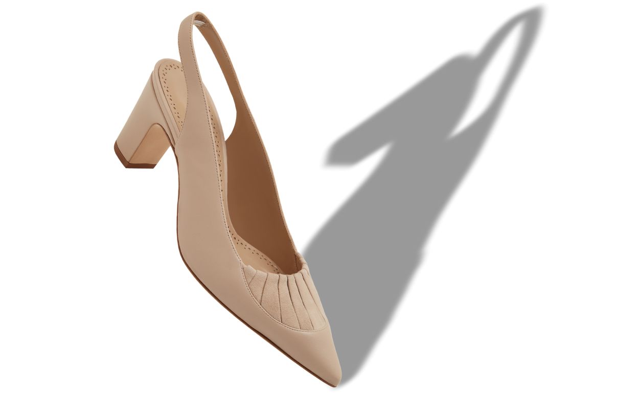 Light Beige Nappa Leather Slingback Pumps