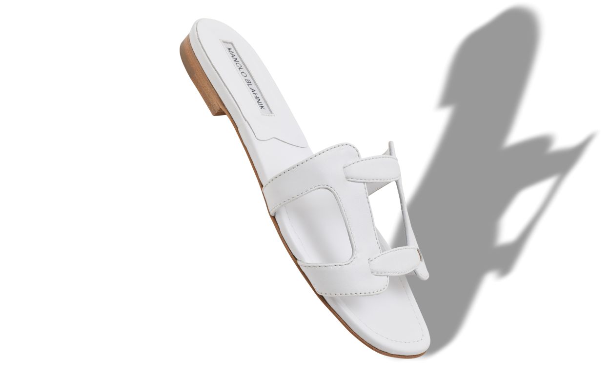 White Nappa Leather Flat Sandals