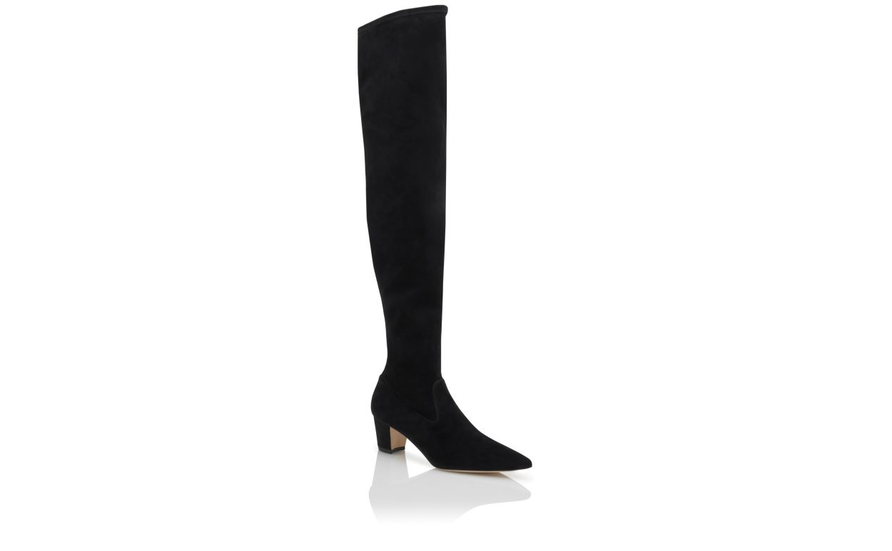 Black Suede Thigh High Boots