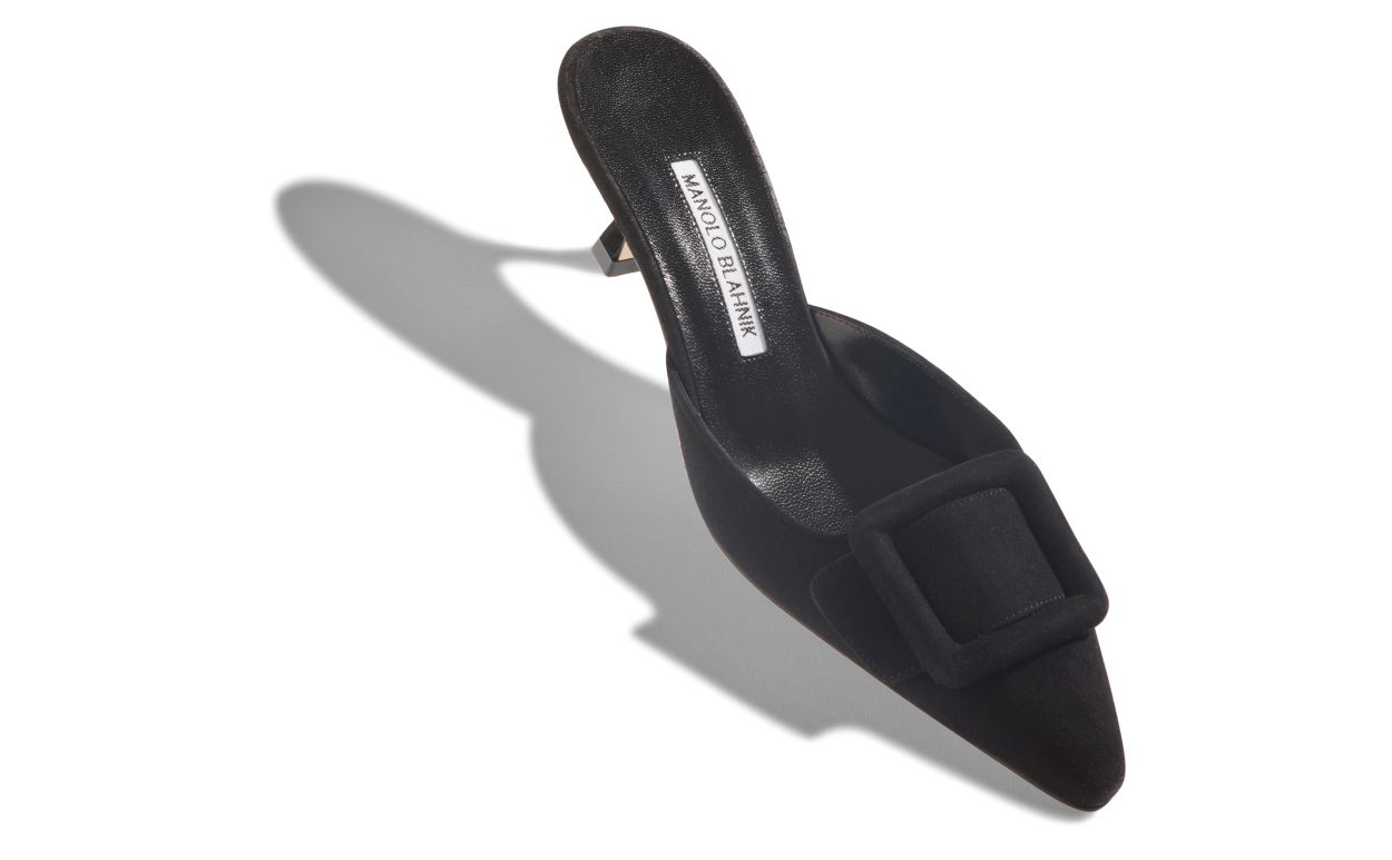 Black Suede Kitten Heel Mules