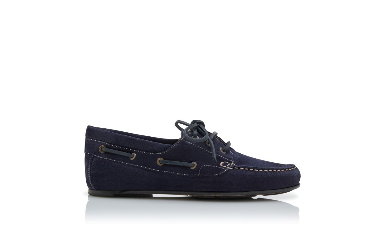 Navy Blue Suede Boat Shoes