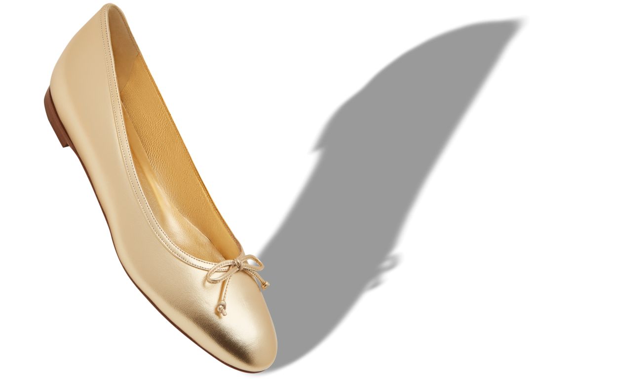 Gold Nappa Leather Ballerina Flats