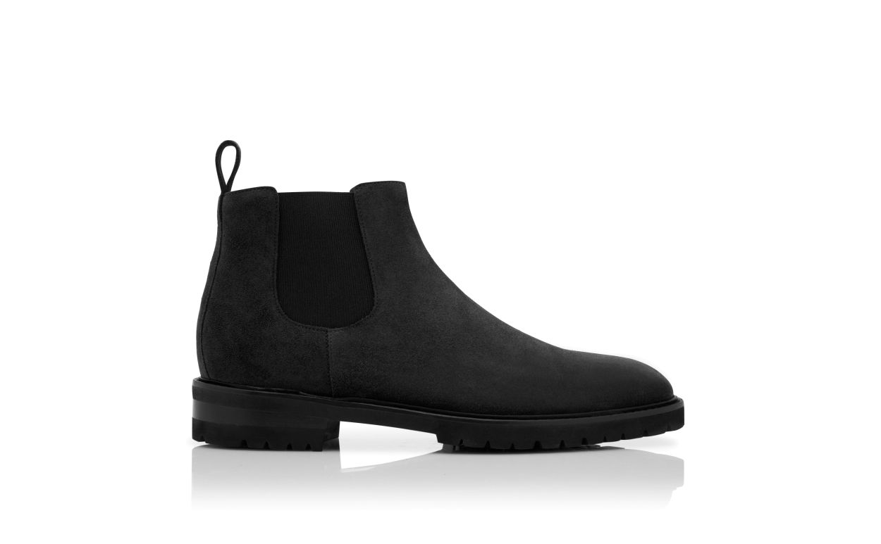 Black Calf Suede Chelsea Boots