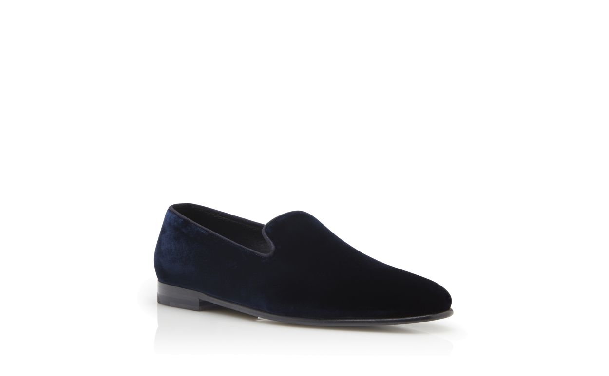 Navy Blue Velvet Loafers