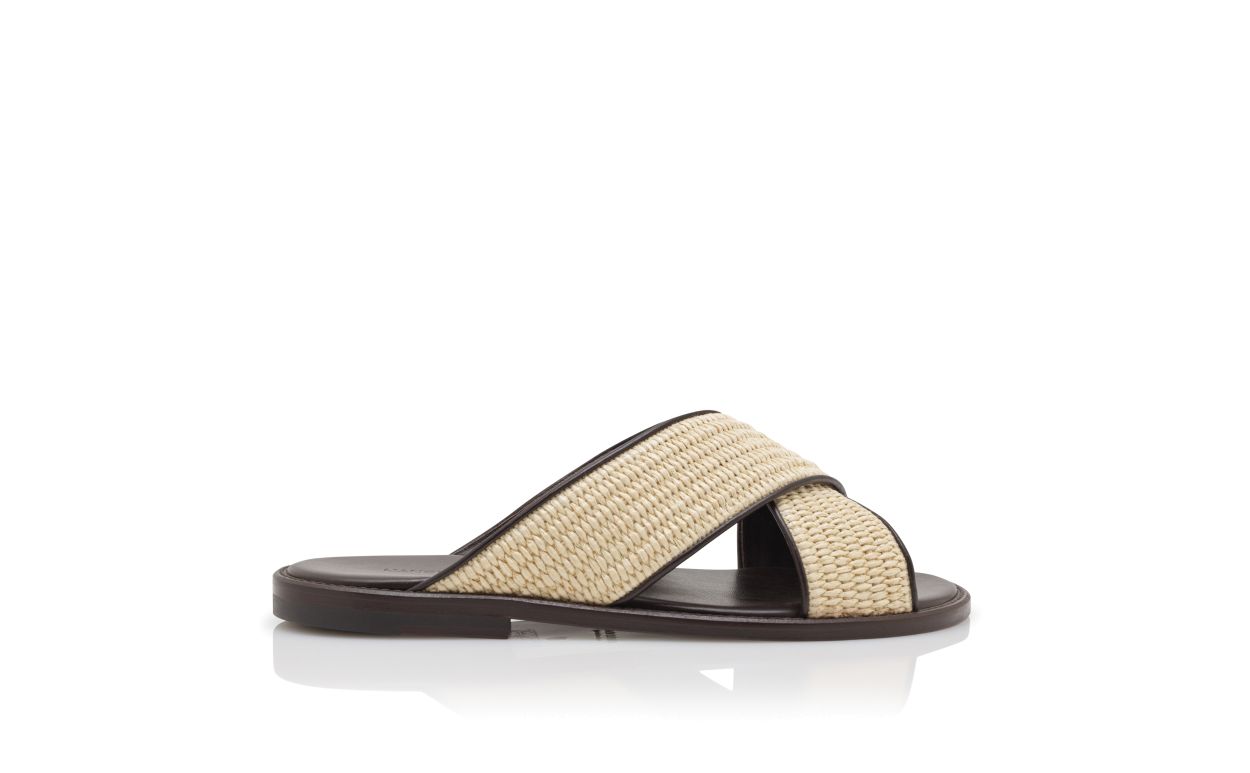 Light Beige Raffia Crossover Sandals