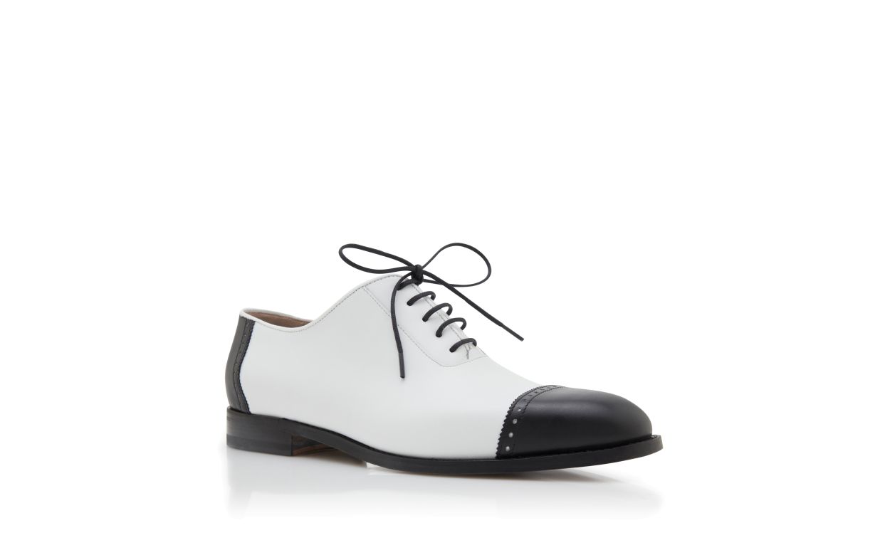 Black and White Calf Leather Lace Up Shoes