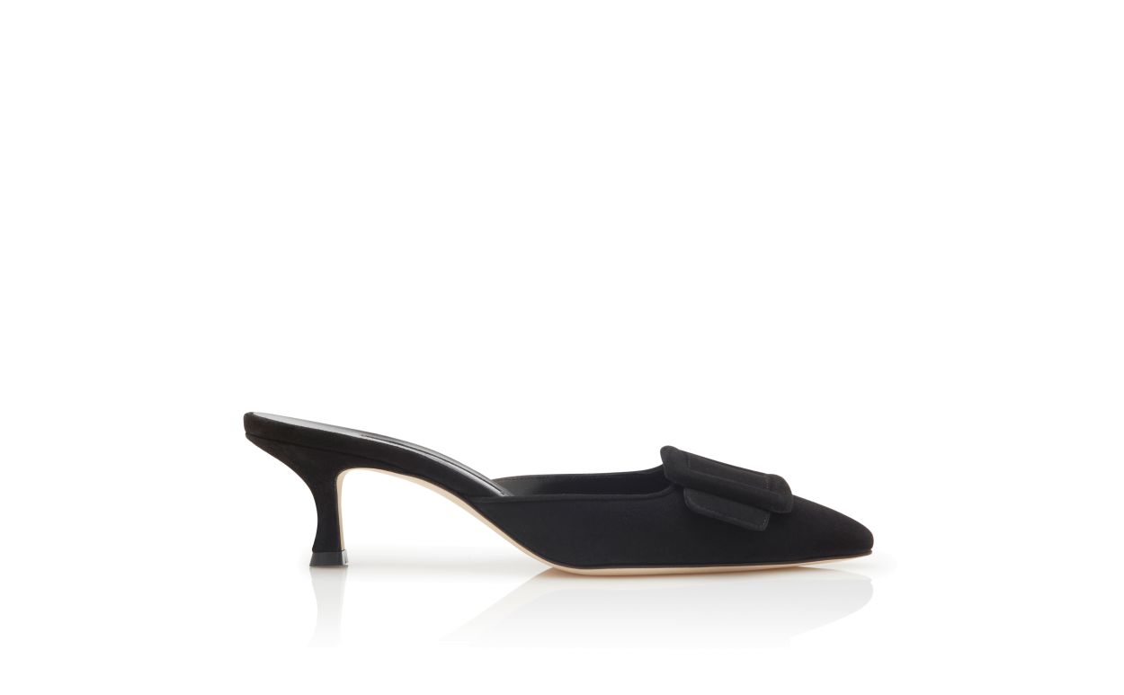 Black Suede Kitten Heel Mules
