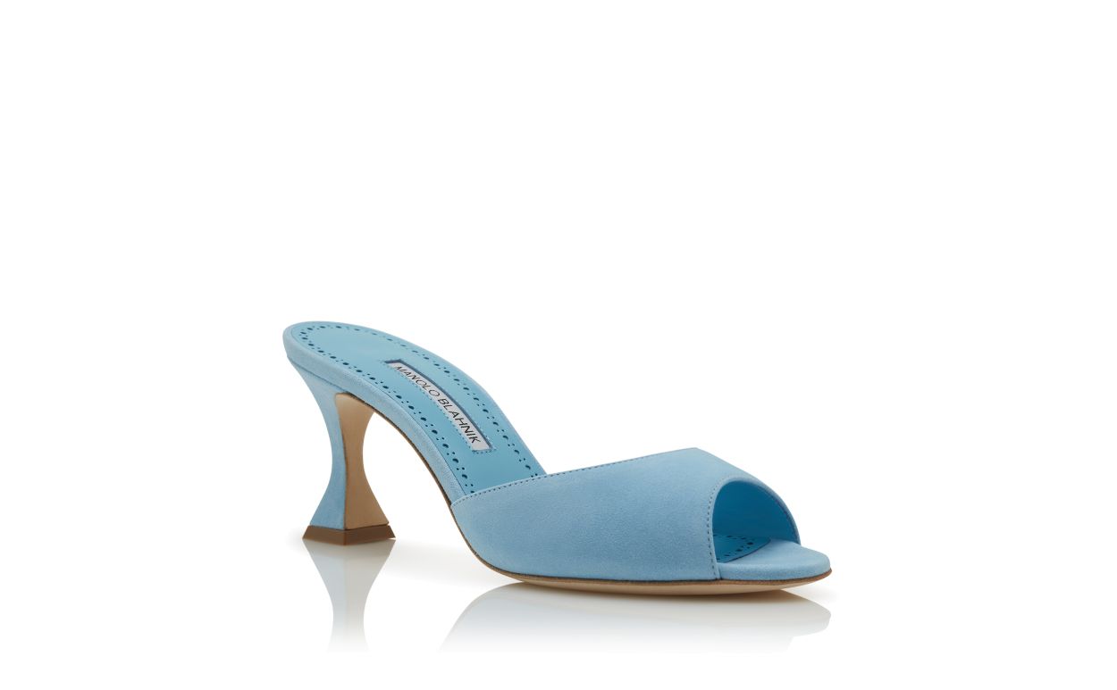 Light Blue Suede Open Toe Mules