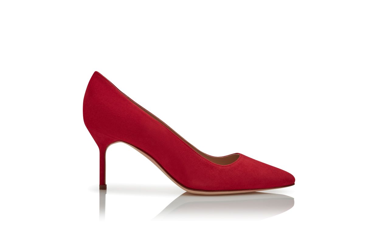 Bright Red Suede pointed toe Pumps