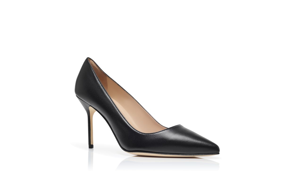Black Nappa Leather Pointed Toe Pumps