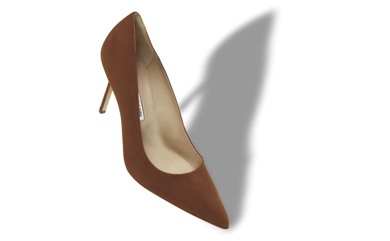 Brown Suede Pointed Toe Pumps
