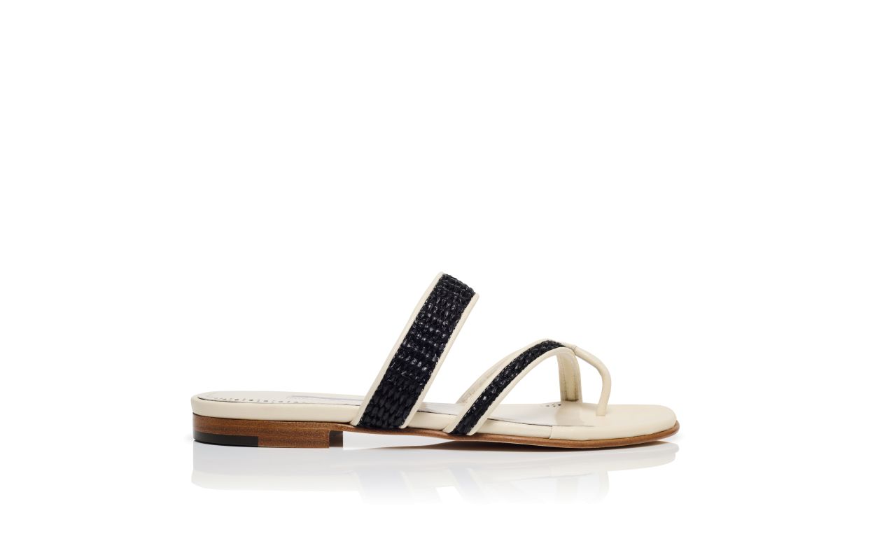 Cream Raffia Flat Sandals