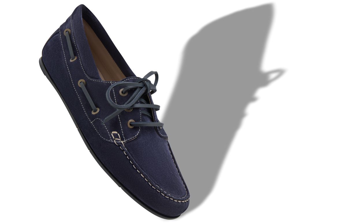 Navy Blue Suede Boat Shoes