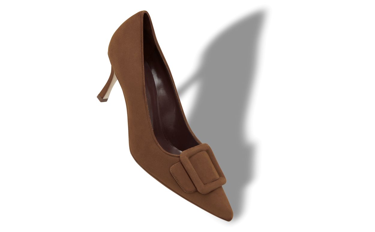 Brown Suede Buckle Detail Pumps