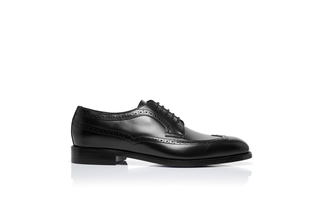 Black Calf Leather Lace-Up Oxfords