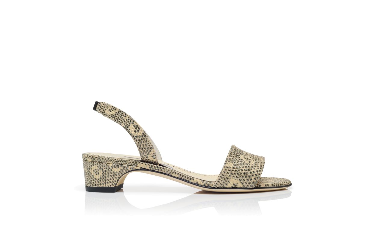 Lizard Print Calf Leather Slingback Sandals