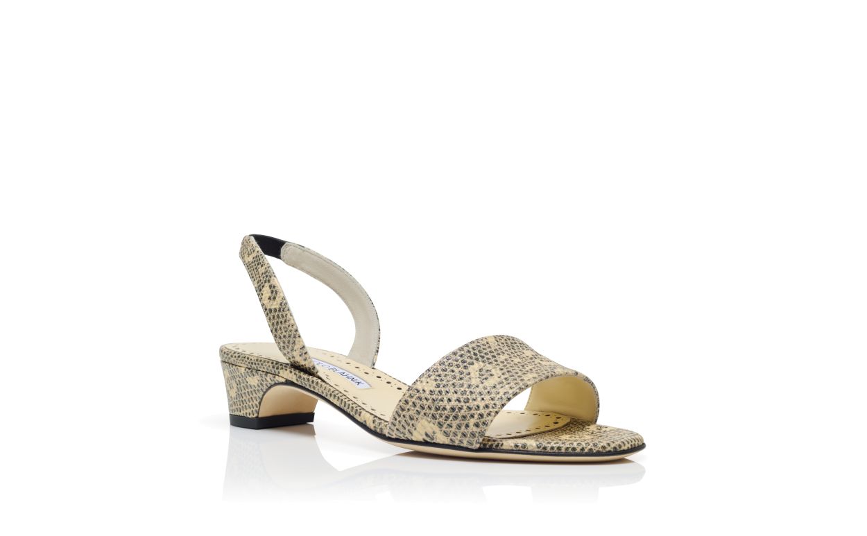 Lizard Print Calf Leather Slingback Sandals