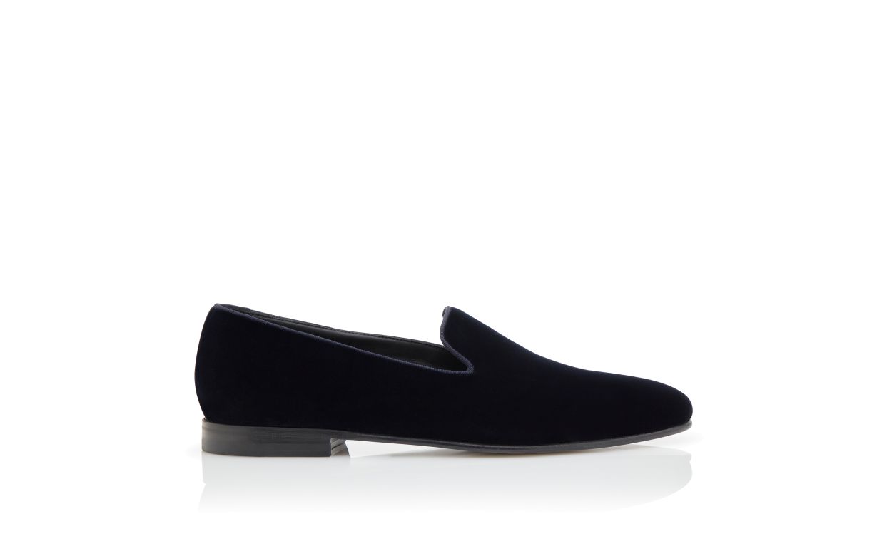 Navy Blue Velvet Loafers