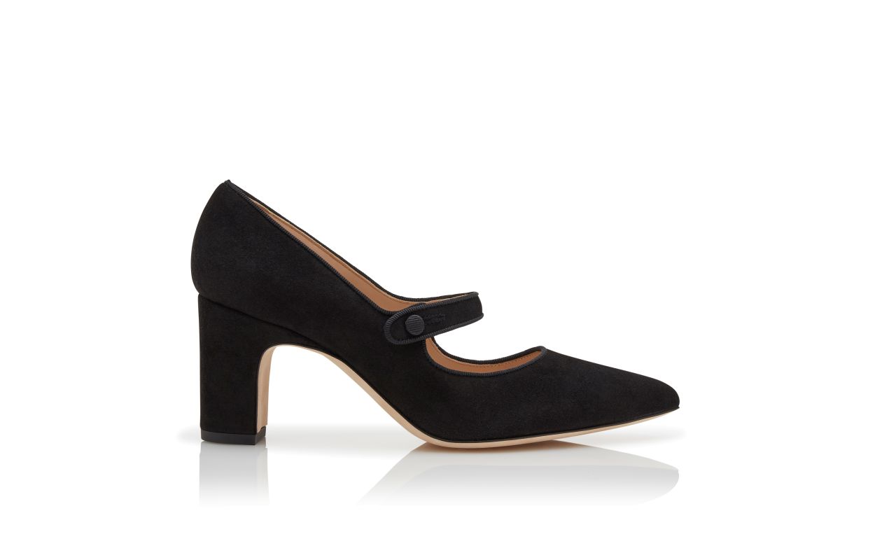 Black Suede Mary Jane Pumps