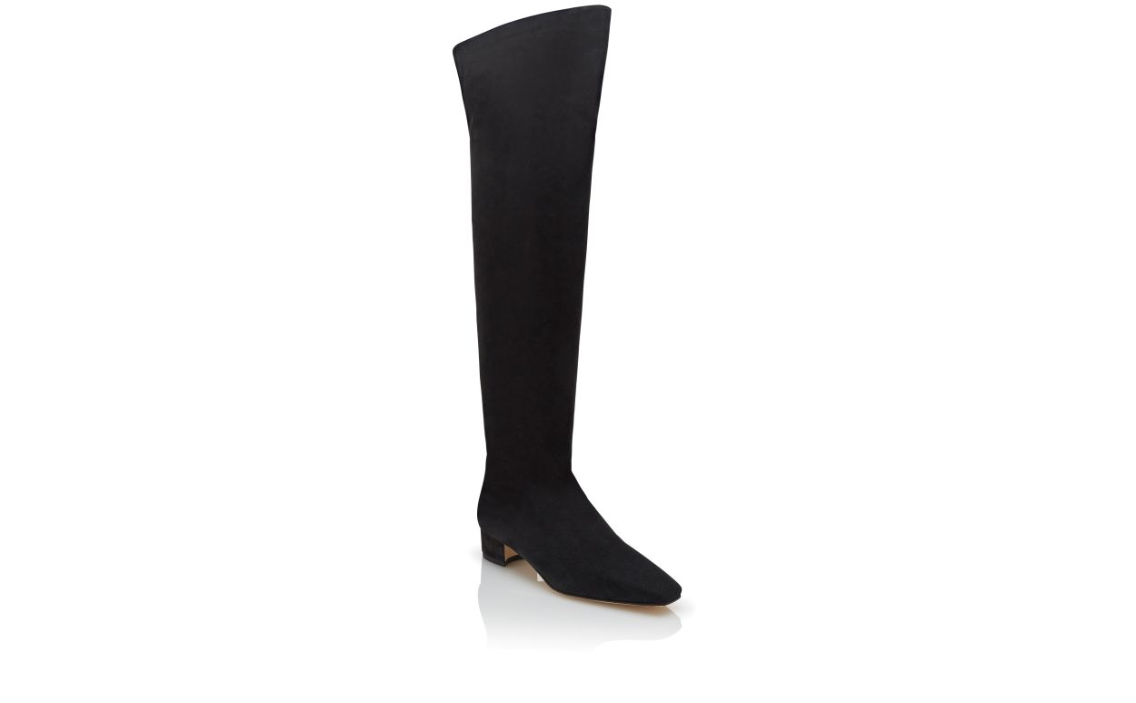 Black Suede Knee High Boots