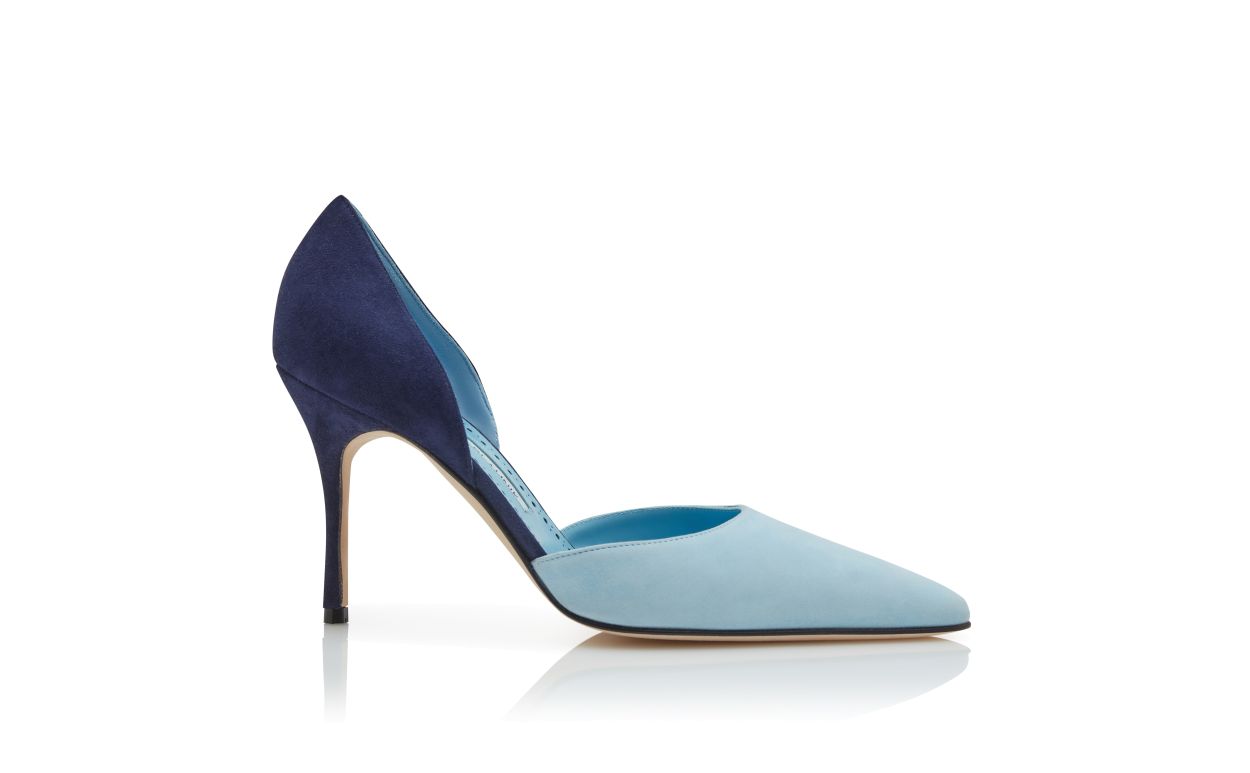 Blue Suede D'Orsay Pumps