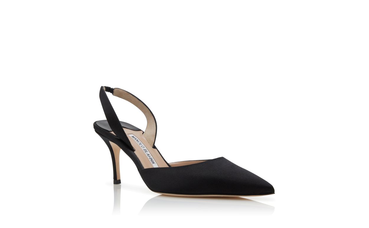 Black Satin Slingback Pumps