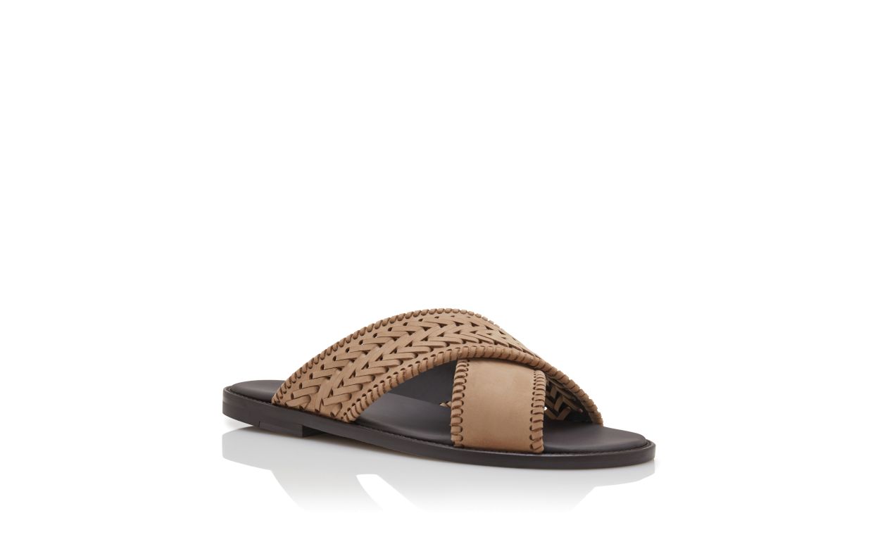 Light Brown Nubuck Woven Sandals
