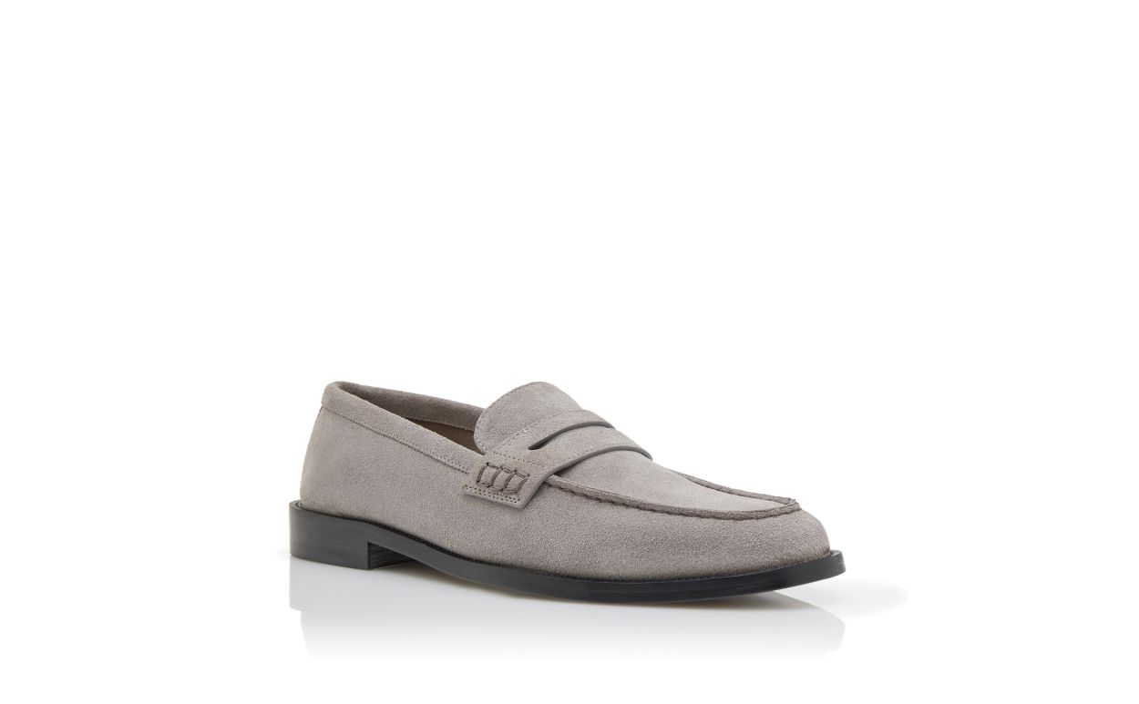 Grey Suede Penny Loafers