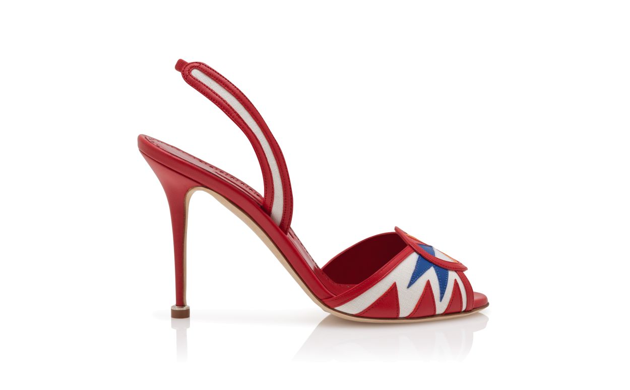 Red, White and Blue Nappa Leather Slingback Sandals