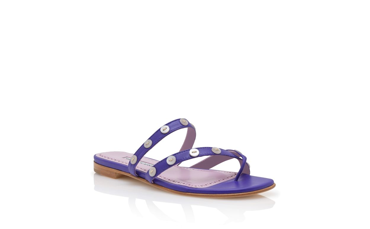 Purple Nappa Leather Flat Sandals