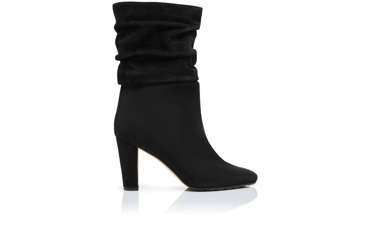 Black Suede Mid Calf Boots