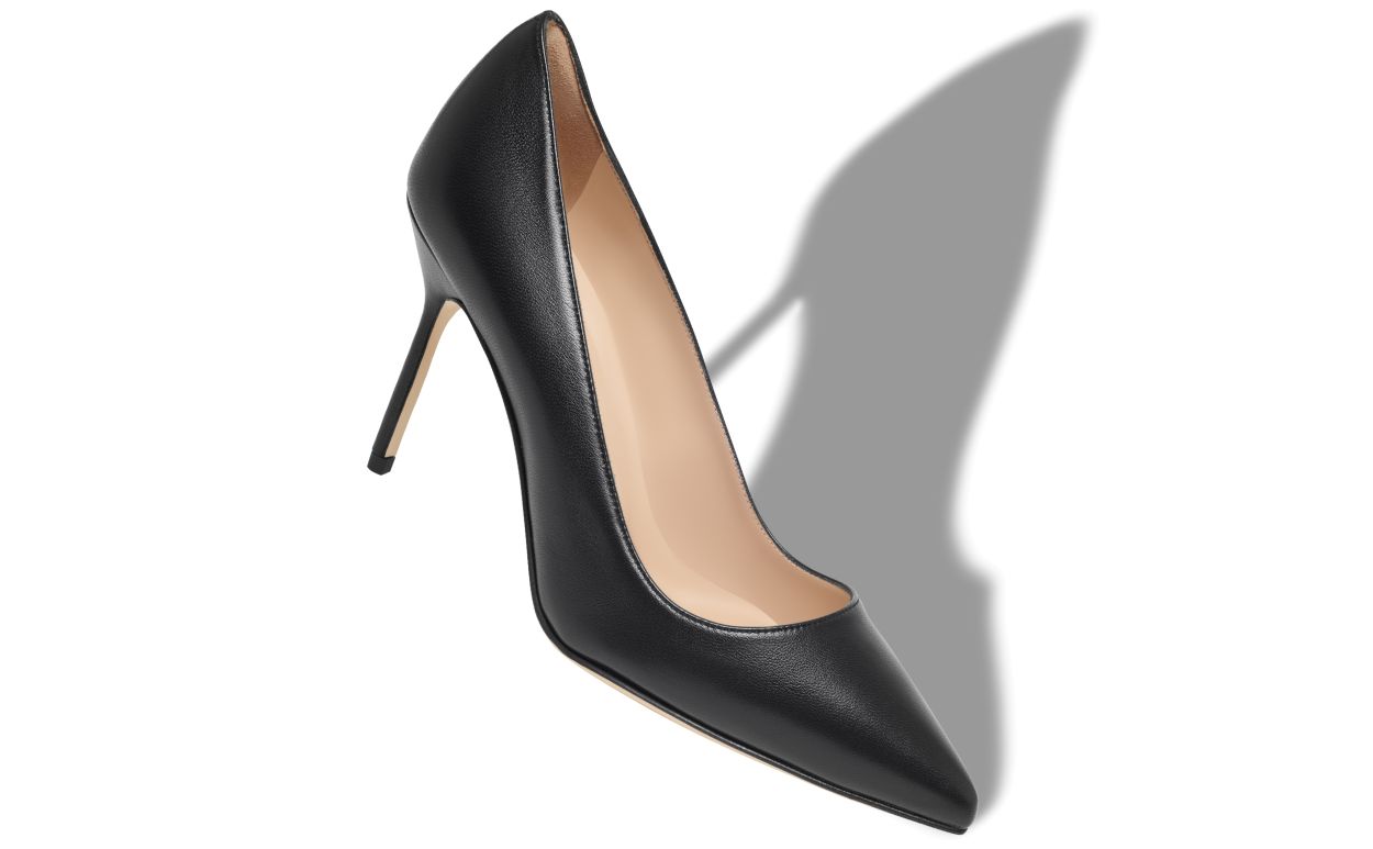 Black Nappa Leather Pointed Toe Pumps