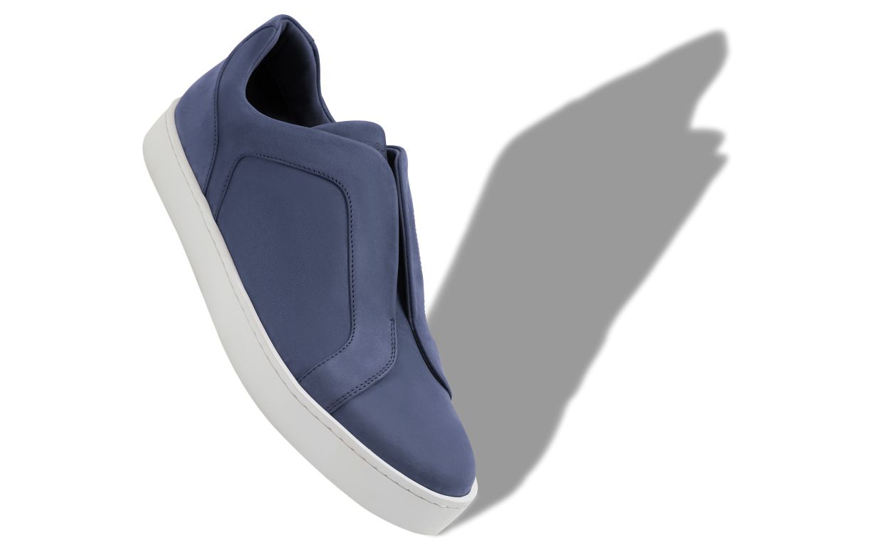 Navy Blue Calf Leather Sneakers