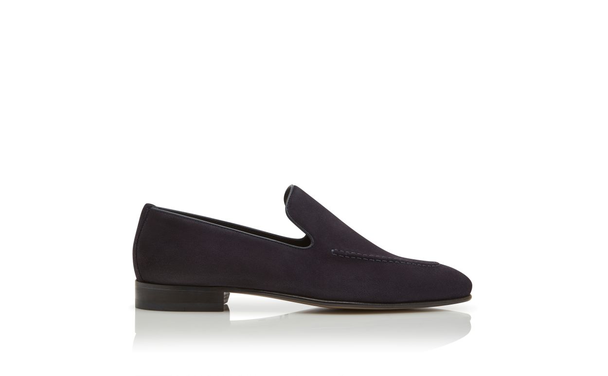 Navy Blue Suede Loafers