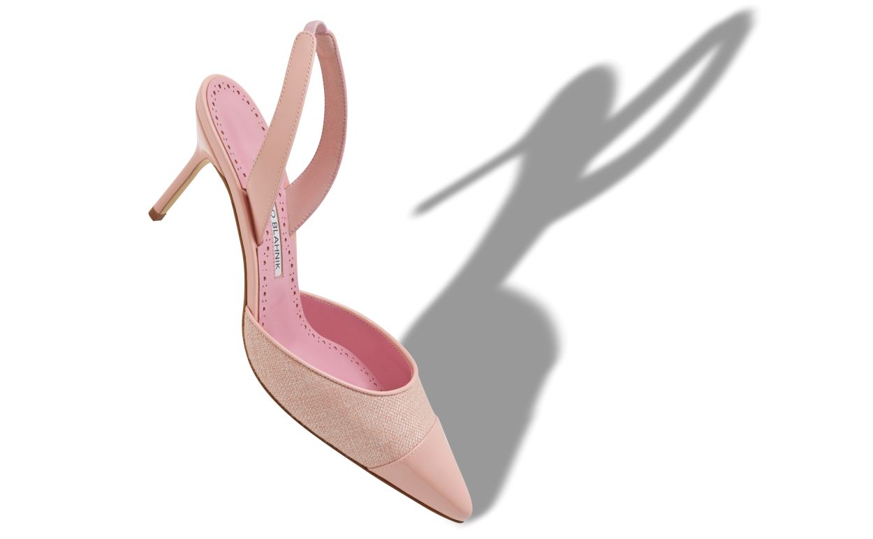 Light Pink Linen Slingback Pumps