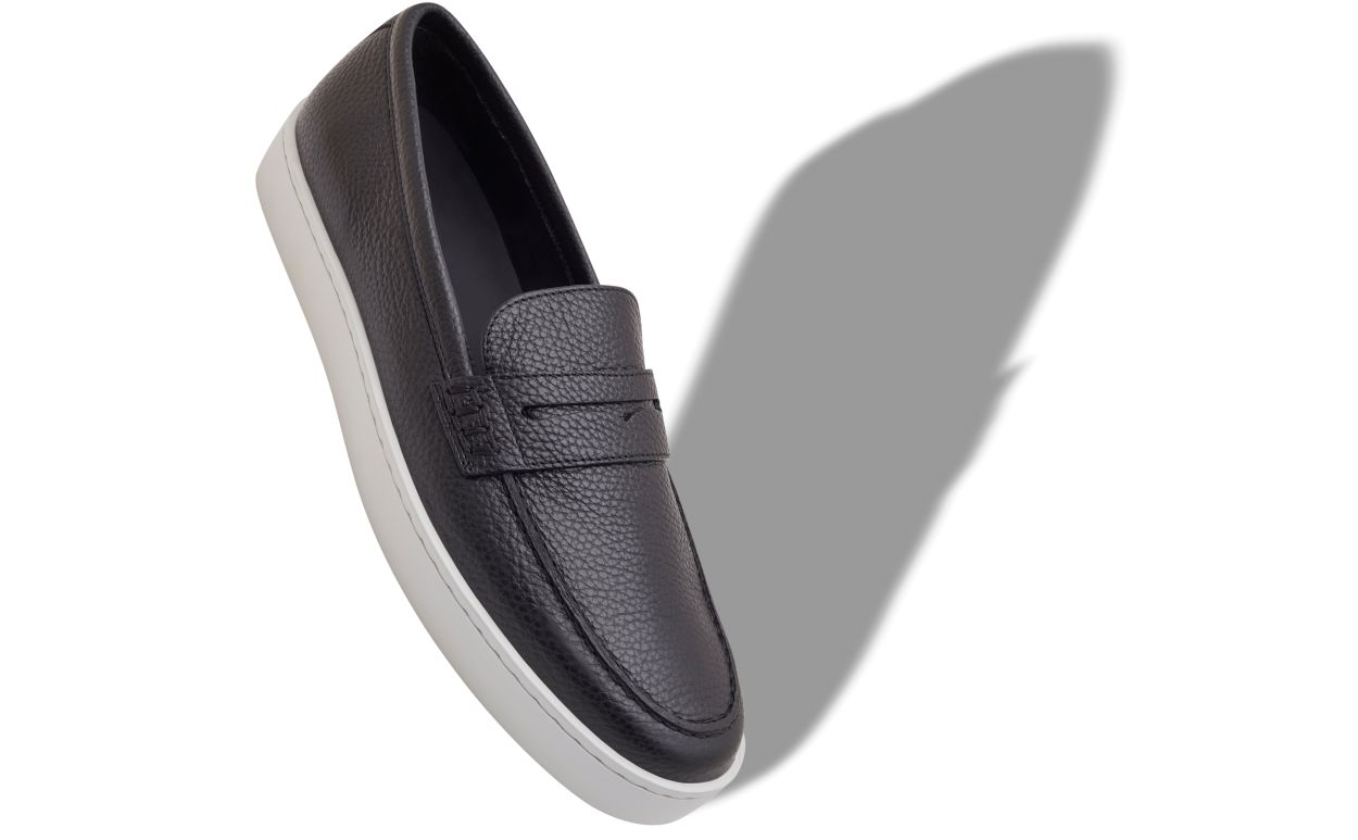 Black Calf Leather Slip-On Loafers