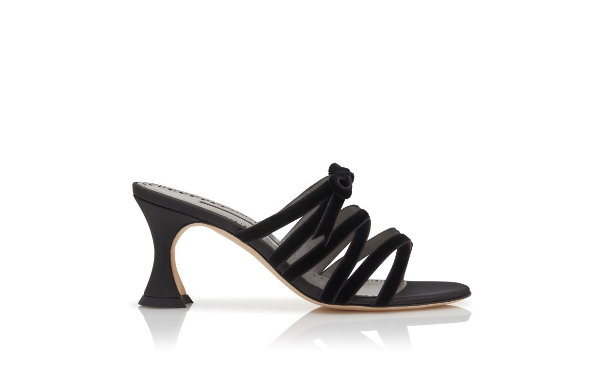 Black Silk Criss-Cross Mules