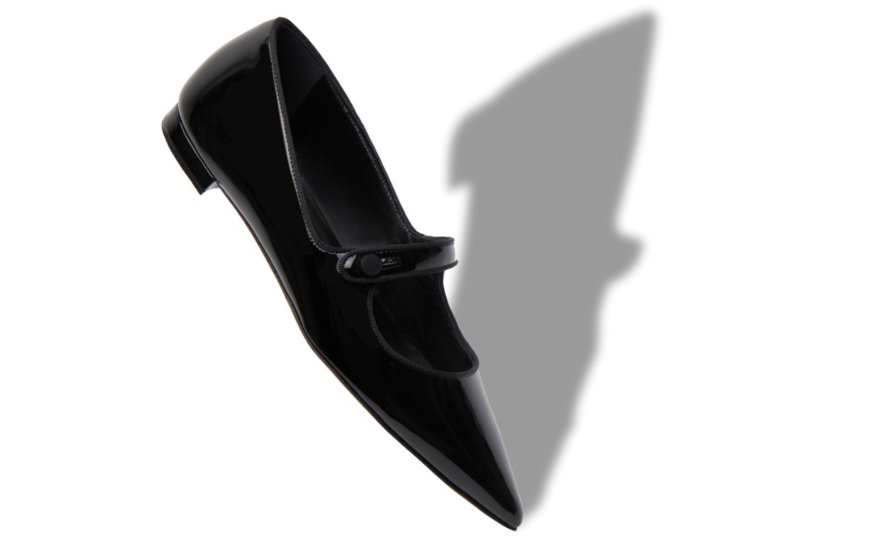 Black Patent Leather Mary Jane Flat Pumps