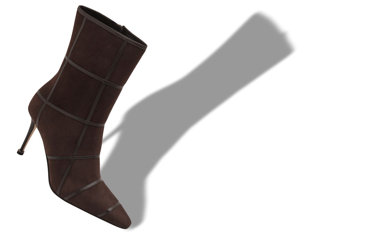 Dark Brown Suede Crossover Detail Ankle Boots