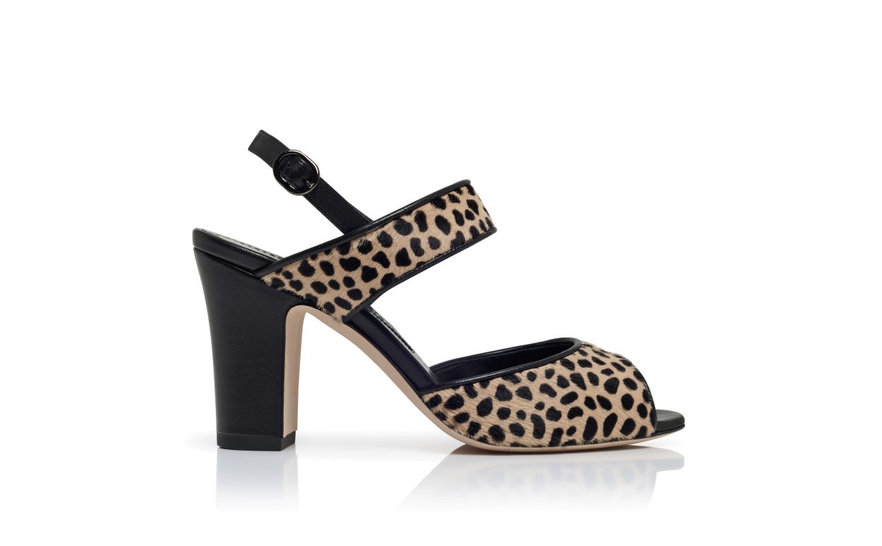 Animal Print Calf Hair Slingback Sandals