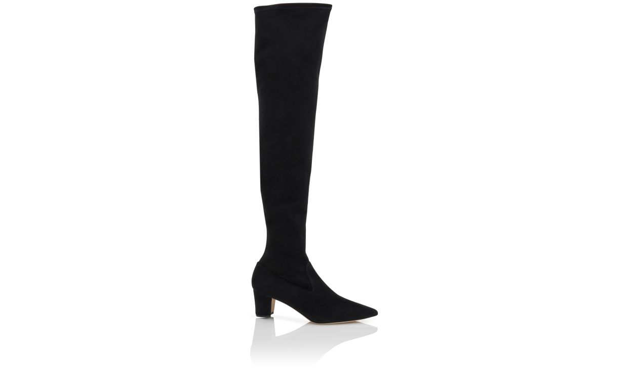 Black Suede Thigh High Boots