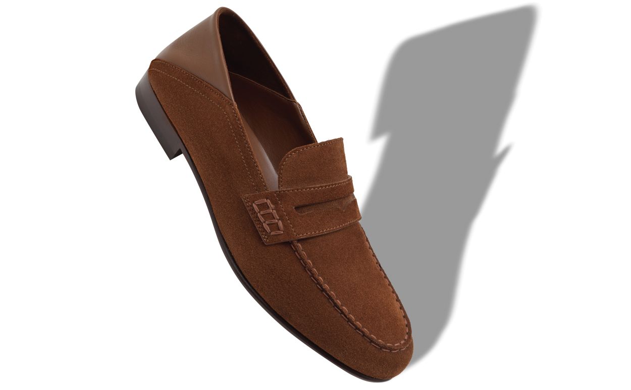 Brown Suede Penny Loafers