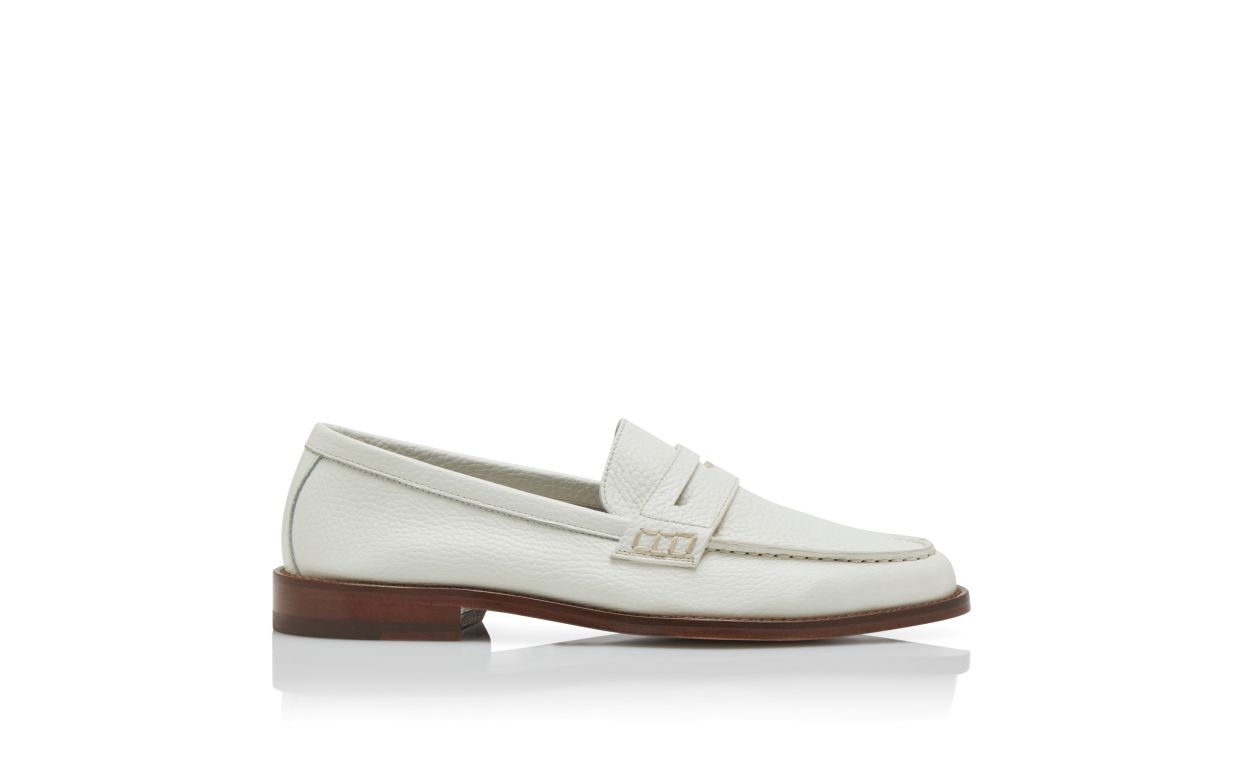 White Calf Leather Penny Loafers