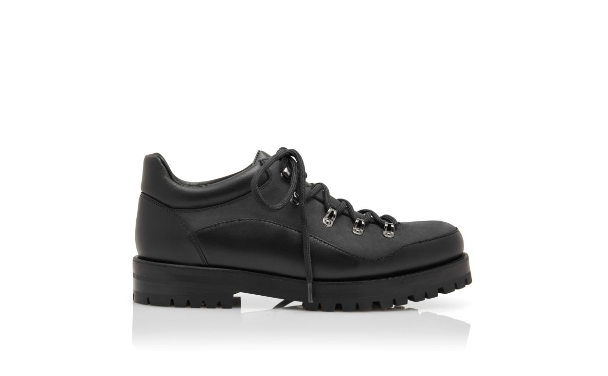 Black Calf Leather Lace-Up Boots