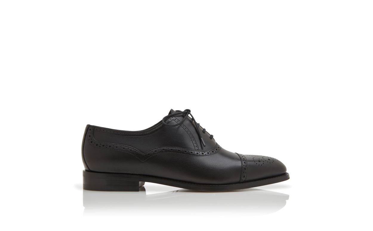 Black Calf Leather Cap Toe Oxfords