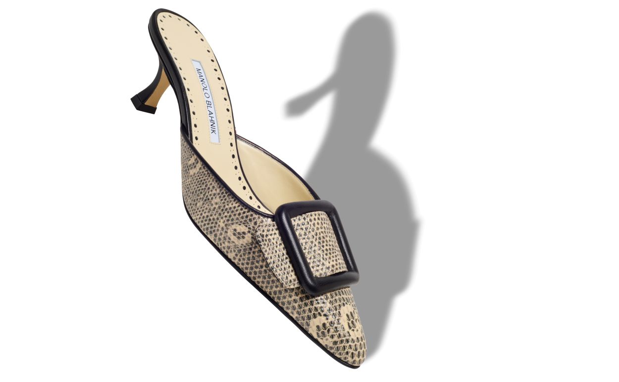 Lizard Print Calf Leather Mules