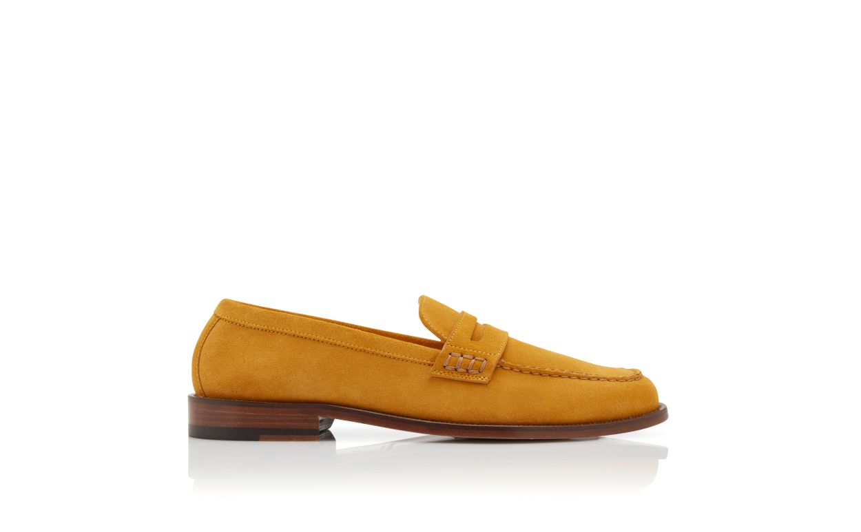 Yellow Suede Penny Loafers