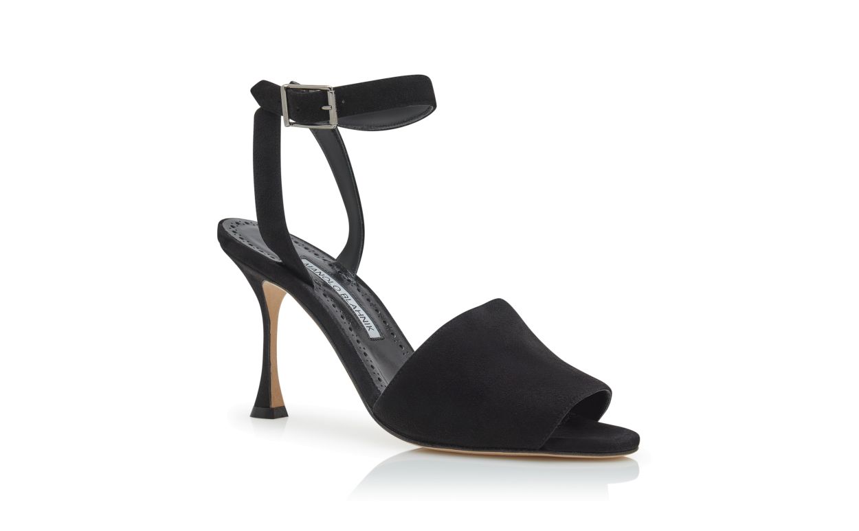 Black Suede Ankle Strap Sandals