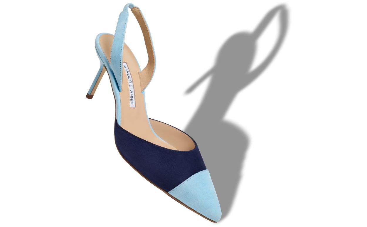 Blue Suede Slingback Pumps